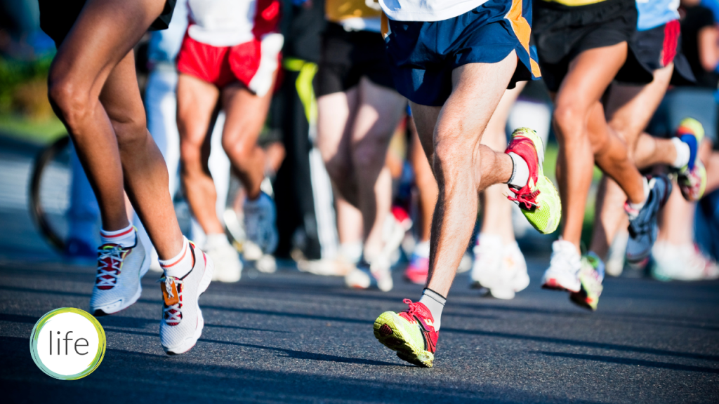 Marathon runners legs